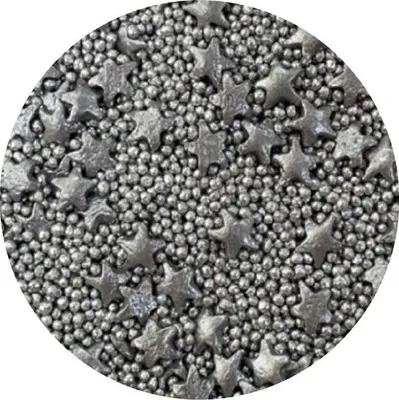 Produktbild von Zuckerdekor Sterne Silber glänzend 1kg zum Dekorieren von Gebäck und Desserts
