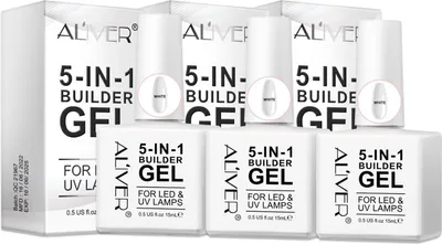Image de 5-IN-1 Builder GEL Nail UV LED Gel de construction pour ongles, blanc 3x15ml