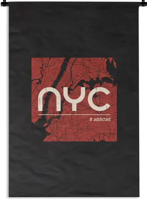 Produktbild von MuchoWow® Wandteppich Wandbehang New York - NYC - Schwarz 60x90 cm Tapisserie Dekoration Wandtuch - Foto-Teppich - Abwaschbar