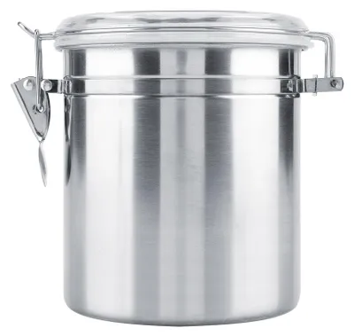 Zdjęcie produktu dla Pojemnik na kawę ze stali nierdzewnej, próżniowo zamykane słoik do przechowywania ziaren kawy (1450 ml)