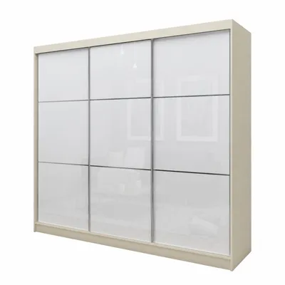 Produktbild von 240 cm Kleiderschrank Vena inklusive 3 Schiebetüren Schwebetürenschrank (Farbe: kaschmir, lacobel weiß), KI-generiertes Bild