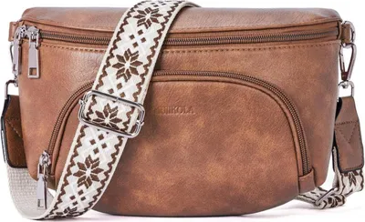 Obrázek produktu pro MUIIKOLA Dámská taška přes rameno z veganské kůže Crossbody RFID Blocking Brown Chest Bag