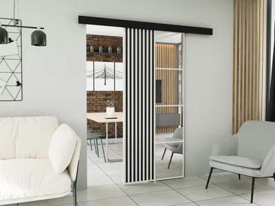 Produktbild von KIER FURNITURE Wandschiebetüren mit Spiegeln MOLI MOLI 90 - 96x205x1,6 cm - Weiß