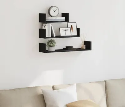 Produktbild von Möbel Wandregale 3 Stk. Schwarz Eichen-Optik Holzwerkstoff - Wandregale CC4540