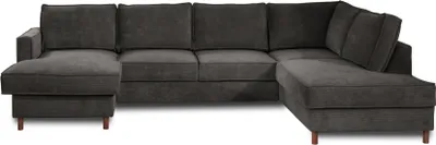 Produktbild von Lisa Design JAKE - Wohnlandschaft - mit Schlaffunktion und Bettkasten - 7-Sitzer - aus Cord - rechts , Dunkelgrau