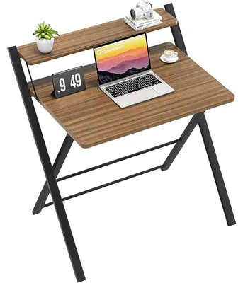Productafbeelding van Klaptafel van 70 cm met monitorstandaard, inklapbaar bureau, ruimtebesparend, espressobruin