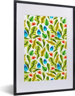 Produktbild von MuchoWow® Gerahmtes Poster Dschungel - Gestaltung - Blätter 30x40 cm - Poster mit Schwarzem Bilderrahmen Wandposter Rahmen Foto Bilder - Wandposter Schlafzimmer