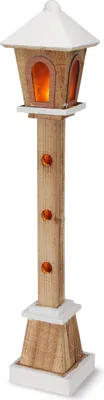 Produktbild von Laterne aus Holz mit 23 LED beleuchtet - ca. 14x14x75 cm - Batterie / Timer