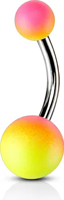 Produktbild von viva-adorno 1 Stück Bauchnabel Piercing Banane Chirurgenstahl Bananabell Kugeln bunt zweifarbig Regenbogen Z541, gelb/pink