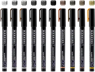 Produktbild von Acrylmarker Set 10 Farben, metallic, auf Wasserbasis, zum Basteln