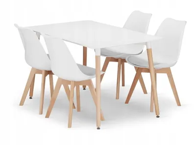 Produktbild von ADRIA rechteckiger Tisch 120x80 weiß + 4 MARK Stühle weiß