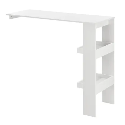 Produktbild von Bartisch Bromölla 120 x 45 x 106 Stehtisch für Wandmontage mit Ablagen Weiß