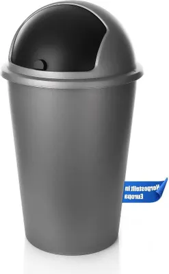 Productafbeelding van Famanu afvalcontainer, 60 liter - grijs/zwart met schuifdeksel