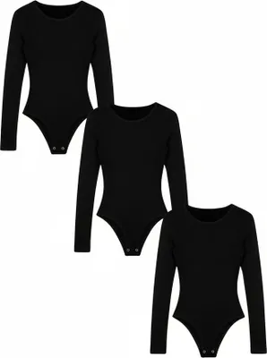 Produktbild von BASIC MAX Langarm Body Frauen 3er Pack Schwarz S Maxte