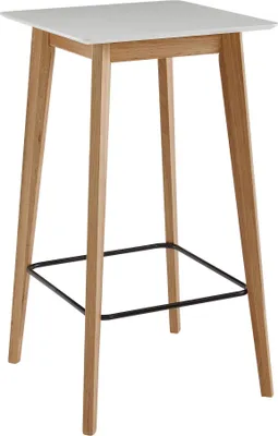 Image de FineBuy Table haute carrée 60 x 110 x 60 cm, blanche. Table de bar pour 4 personnes. Table moderne de style bar. Table de fête en bois. Table haute en chêne. Style scandinave.