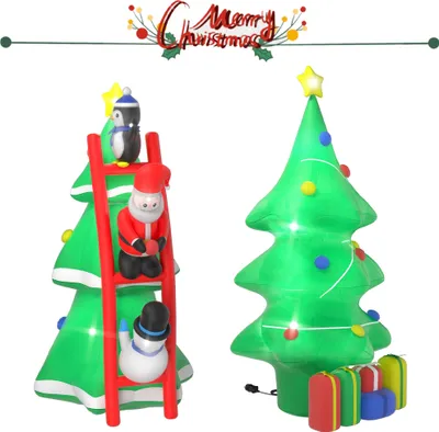 Père Noël Géant Gonflable Noir - 14 Pieds De Haut, Déco Extérieure Noël, Avec Lumière
