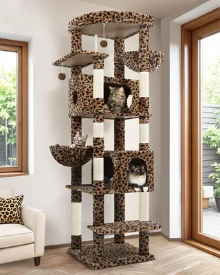 Image de Arbre à chat 188 cm - 2 grandes maisons pour chats - plateforme rembourrée - stable