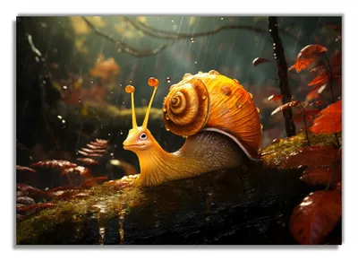 Produktbild von Wallario Poster - Schnecke auf Ast, Kunstdruck Größe: 70 x 100 cm