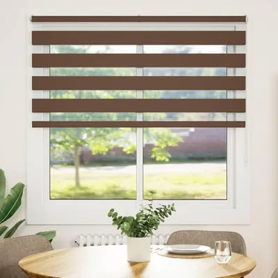 Zdjęcie produktu dla vidaXL Podwójna roleta brązowa 150 x 150 cm Szerokość materiału 145,9 cm Poliester