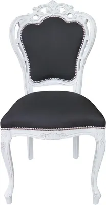 Produktbild von Casa Padrino Barock Esszimmer Stuhl ohne Armlehnen Schwarz / Antik Weiß - Designer Stuhl - Luxus Qualität