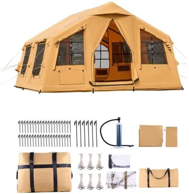 Immagine prodotto di Tenda da campeggio gonfiabile per 8-12 persone - tenda glamping 4,8x3,6x2,2m - tenda di gruppo per avventure all'aperto