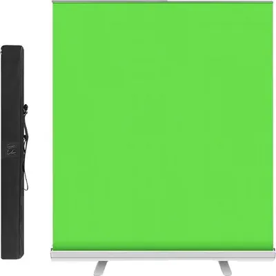 Obrázok produktu pre Zelené plátno, roll-up chroma key, 100 % polyester, odolné proti pokrčeniu, 1,5
