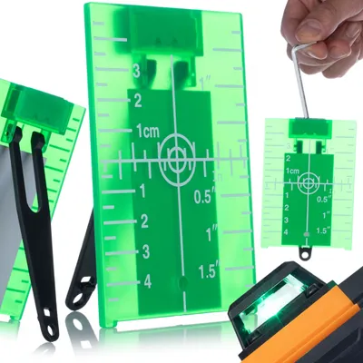 Immagine prodotto di Rosfix Piastra di Mira PLATE – Piastra di Mira Laser con Magnete e Supporto | 10×7 cm, Scala 3D, Verde