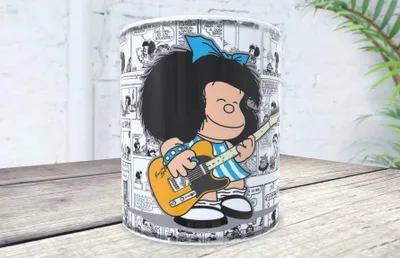 Keramikbecher Mafalda-Motiv, 350 ml, spülmaschinengeeignet