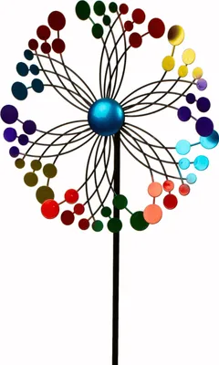 Produktbild von Windrad Windspiel mehrfarbig aus Metall als Gartenstecker Höhe 112 cm ? 31 cm