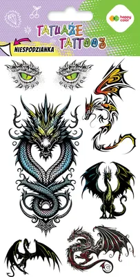 Produktbild von Dragons Dragons abwaschbare Tattoos 10x20cm Happy Color