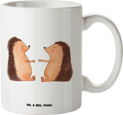 Produktbild von Mr. & Mrs. Panda jumbotasse Igel Liebe - Weiß - Geschenk, Große Tasse, Ehefrau, steingut, Verheiratet, weisse, Keramiktasse, Freund, Hochzeitstag, Pott