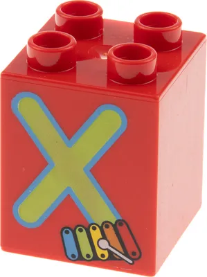 Produktbild von 1x Lego Duplo Motiv Bau Stein 2x2x2 rot bedruckt Buchstabe X Xylophon 31110pb066