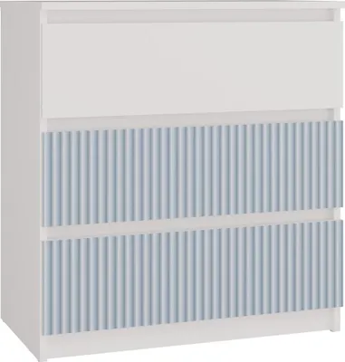 Immagine prodotto di Moderna cassettiera grande con 3 cassetti – MALWA M3 ARTESO | Bianco/Bianco-Blu | 70x40x75cm