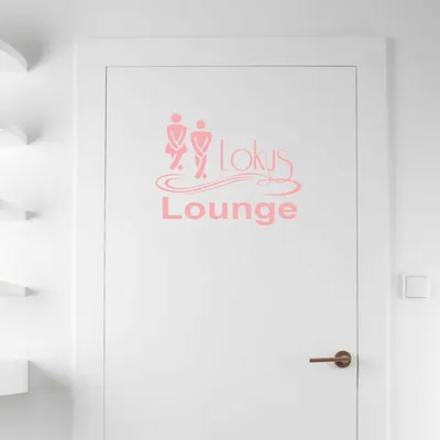 Produktbild von Wandtattoo - Wandaufkleber - Tür-/Wandtattoo "Lokus Lounge" - 50cm x 38cm hellrosa - Dekoration Küche Wohnzimmer Wand