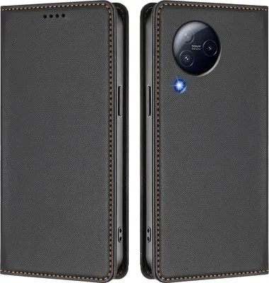 Produktbild von Handyhülle für Xiaomi Civi 3, Kunstleder Klapphülle Stoßfeste Magnetische Hülle mit Ständer Schwarz