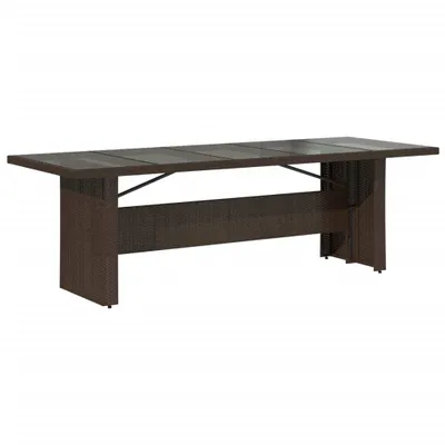 Obrázek produktu pro vidaXL Zahradní stůl se skleněnou deskou hnědý 240x90x75 cm polyratan
