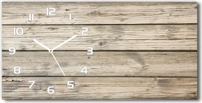 Produktbild von Wanduhr aus Glas – 60x30 cm - Glasbild - Glasuhr - Gehärtetes Glas - weisse-zeiger - Holzuntergrund