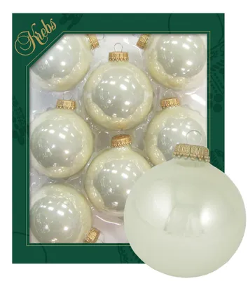 Produktbild von Krebs Glas Lauscha Kugeln im 8er Set - Perlmutt - Christbaumschmuck aus Glas - Unifarbende Kugeln - Größe ca. 7 cm - 02304