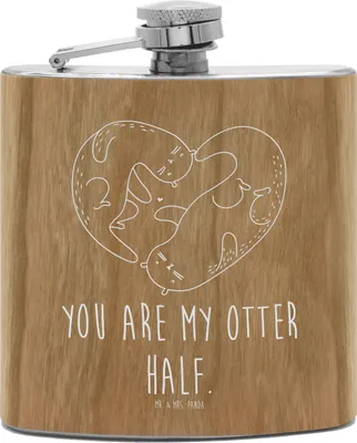 Produktbild von Mr. & Mrs. Panda Flachmann Otter Herz - Transparent - Geschenk, Seeotter, edelstahl, Liebe, spirituosenflasche, Hip Flask, feldflasche, Likörflasche