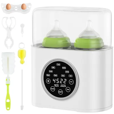 Produktbild von Babyflaschenwärmer & Sterilisator – 2 Flaschen, Auftauen, Erhitzen, Timer, LED, BPA-frei, 100 °C Dampfsterilisation, Warmhalten von Babynahrung