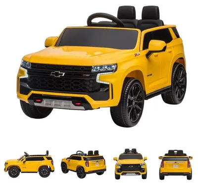 Productafbeelding van Elektrische kinderauto "Chevrolet Tahoe" - met licentie - 12V7AH accu en 2 motoren - 2,4Ghz + MP3 + lederen bekleding + EVA-zool - geel