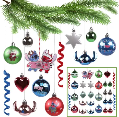 Produktbild von DISNEY Stitch Christbaumkugelset, Christbaumschmuck, Kunststoff 30 Stück