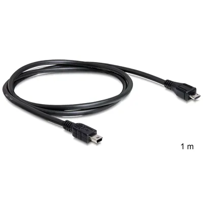 Produktbild von DeLOCK USB Datentransferkabel - 1 m - ja - 1 x Typ B Stecker Micro USB - 1 x Stecker Mini USB - Schwarz