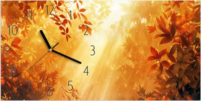 Produktbild von Wanduhr aus Glas mit Motiv Herbstlicher Wald- 60 x 30 cm - inkl. Aufhängesystem