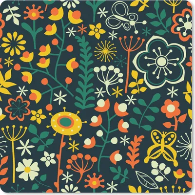 Produktbild von MuchoWow® Mauspad Mousepad Mädchen - Schmetterling - Pflanzen - Muster - Mädchen - Kinder - Mädchen 20x20 cm - Mousepads - Maus Mat - Pad - Mausunterlage - Desk Mat - Bureauartikeln