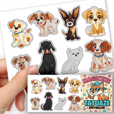 Produktbild von ABWASCHBARE KINDERTATTOOS TEMPORAER - Hund Hunde Tiere - 8 St.