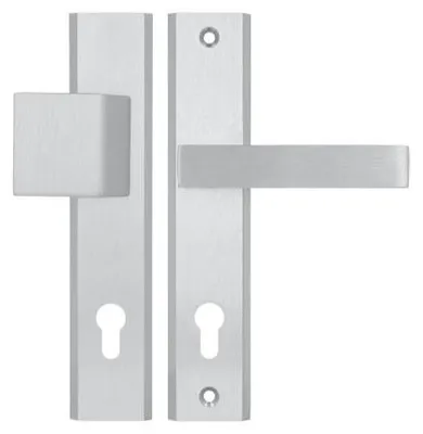 Produktbild von AXA Haga 90 WB Türdrücker-Schildgarnitur silber für 74-83 mm Türen