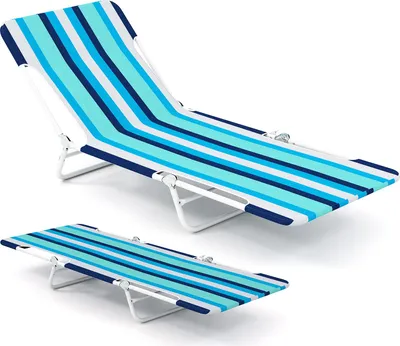 Zdjęcie produktu dla KOMFOTTEU zestaw 2 składanych leżaków plażowych, leżak z 5-stopniową regulacją oparcia i podnóżka, leżak z metalową ramą i paskiem do przenoszenia, składany leżak do 150 kg, na plażę, do ogrodu, na basen