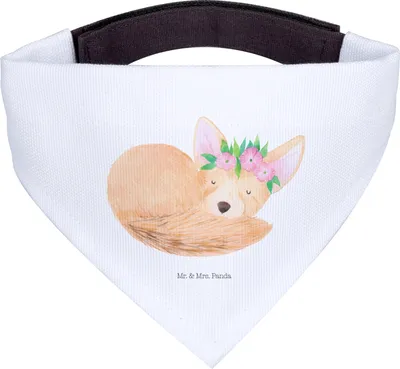 Produktbild von Mr. & Mrs. Panda Dreieckstuch Wüstenfuchs Blumen - Weiß - Geschenk, Blumenkranz, Hundehalstuch, Glücklich, Halstuch Für Hunde, Hund, Bandana, Wüste, Afrika