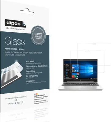 Produktbild von 2x Schutzfolie für HP ProBook 450 G7 - Anti-Shock 9H Folie dipos Glass Kunststoffglas